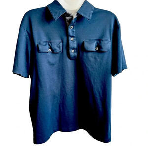 Men’s Michael Kors Cotton, Short Sleeve Polo, Navy/Gray Trim, Size L